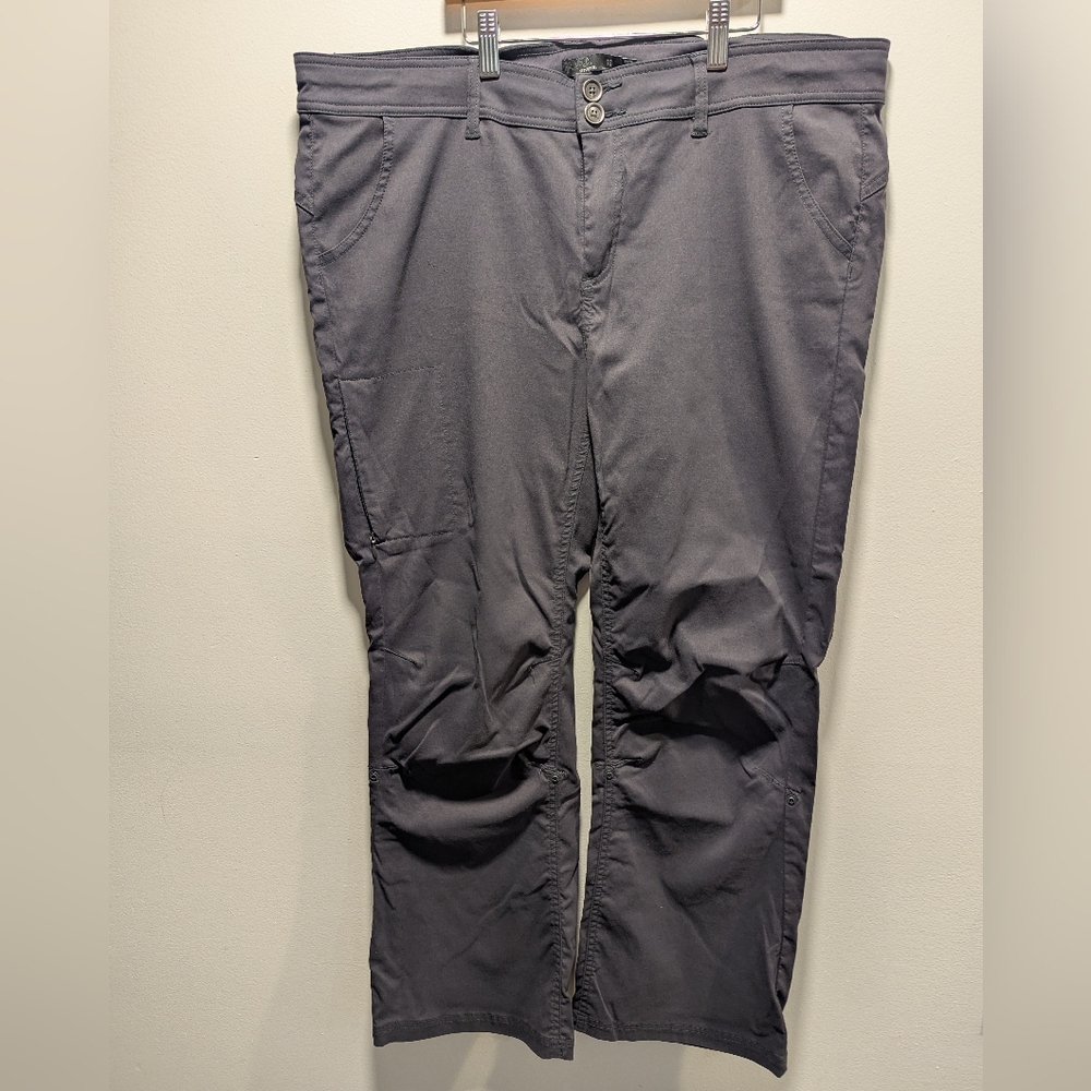 Prana Women's Gray Hiking Pants Roll Up Leg Size 18 Short Adventure Athleisure